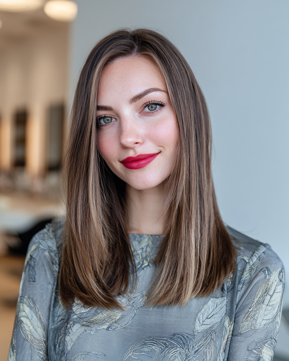 Modern Sleek Brown Balayage with Subtle Layers