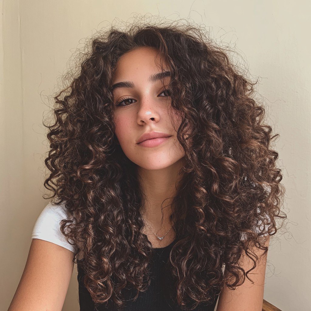 Radiant Chestnut Curls with Soft Definition