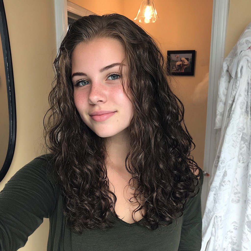 Rich Chestnut Cascading Curly Layers