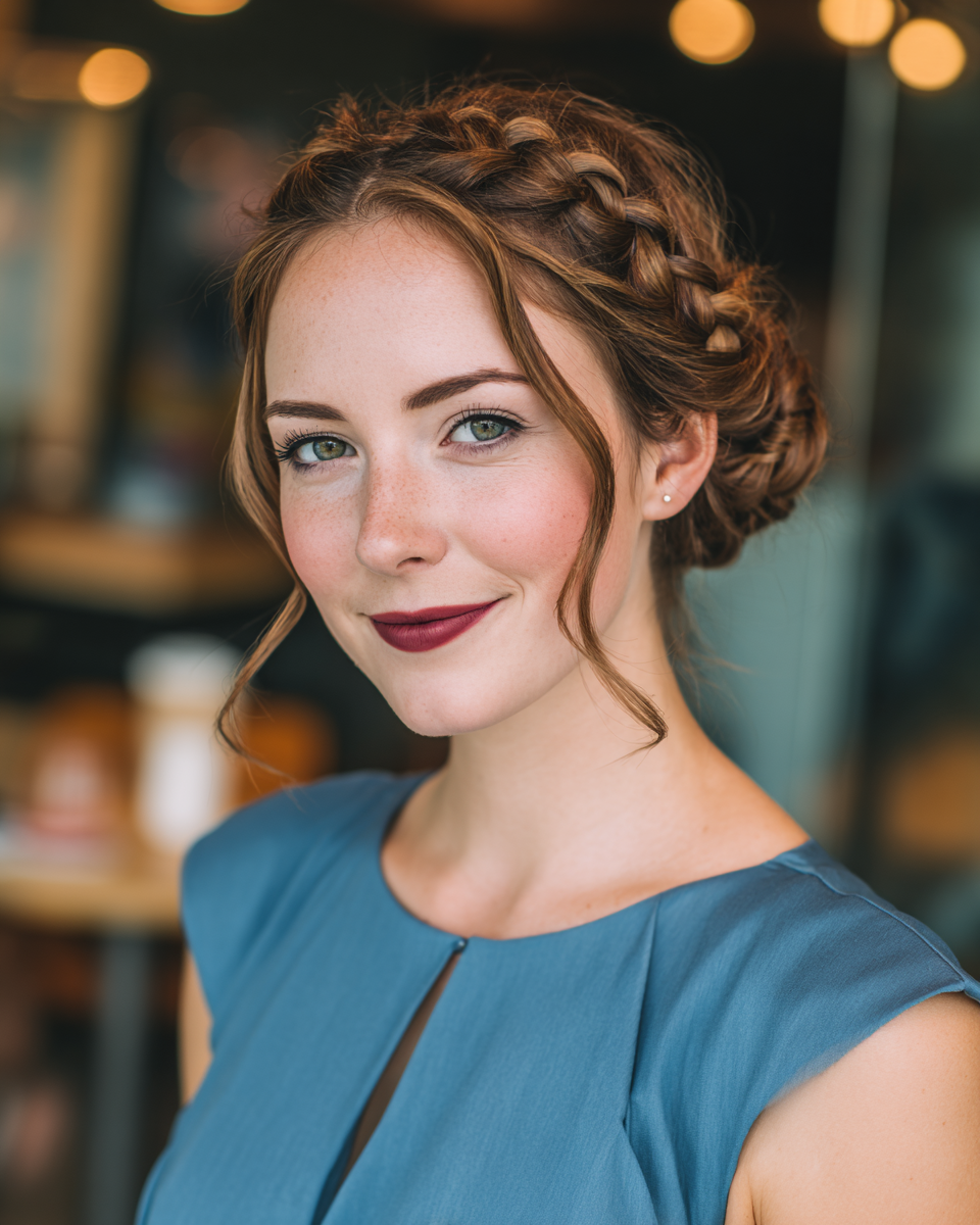 Romantic Braided Crown with Soft Loose Tendrils