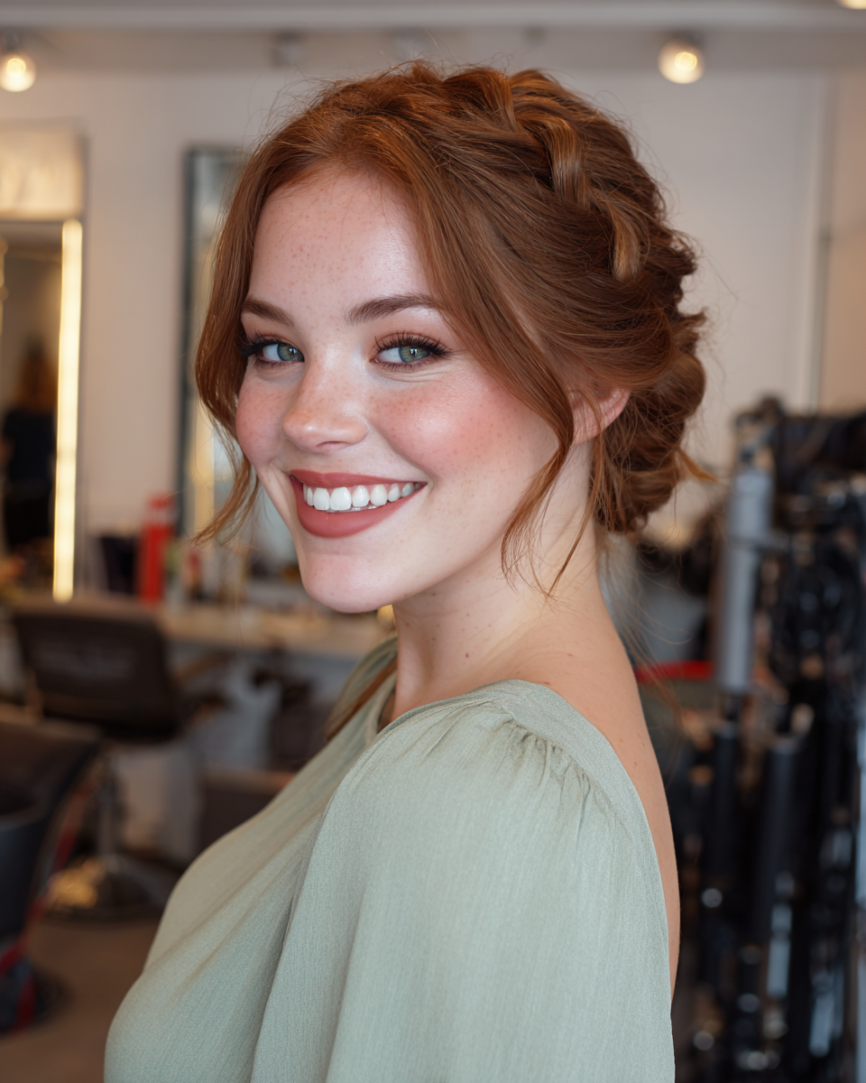 Romantic Braided Updo with Soft Waves