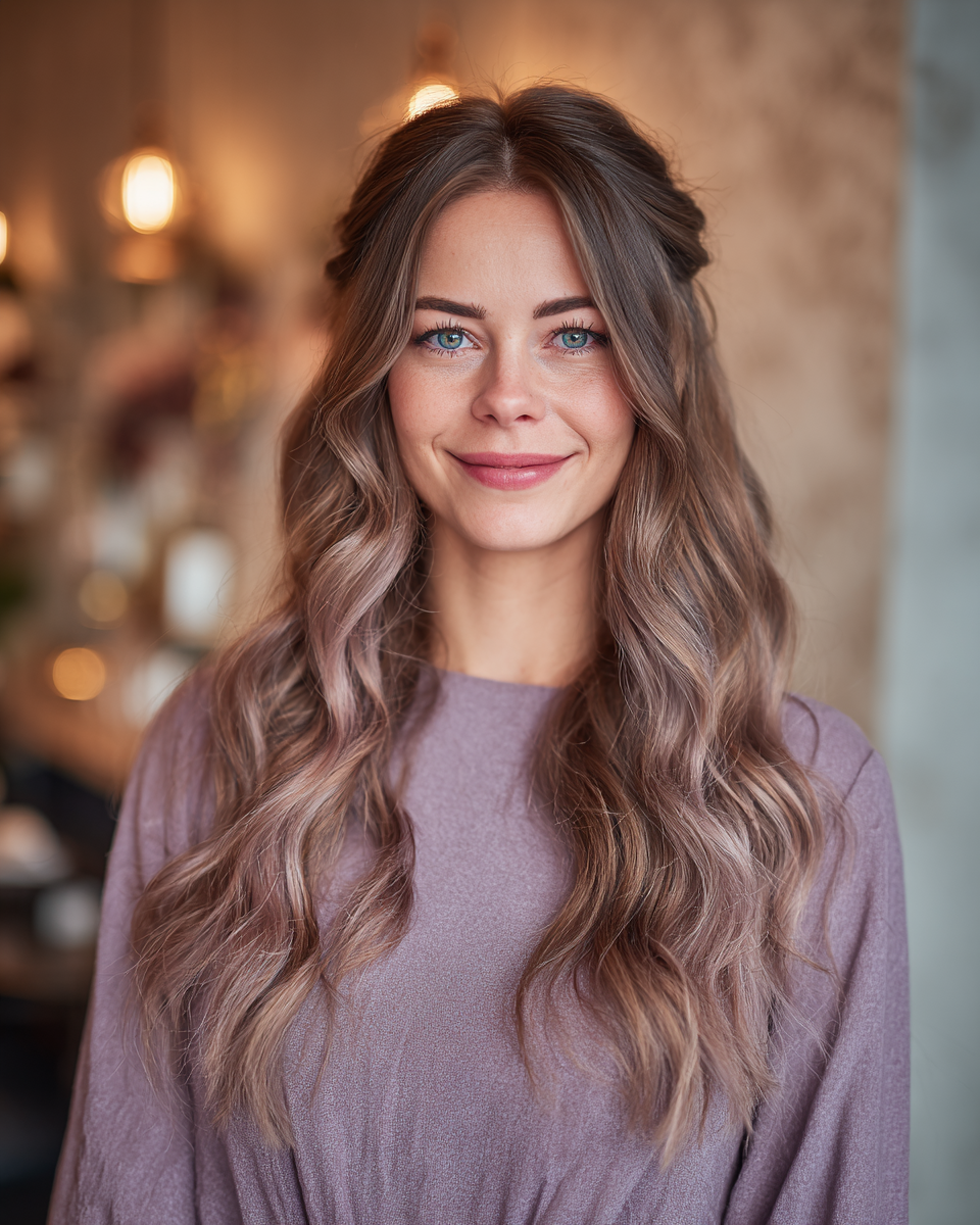 Romantic Soft Waves with Subtle Lavender Highlights