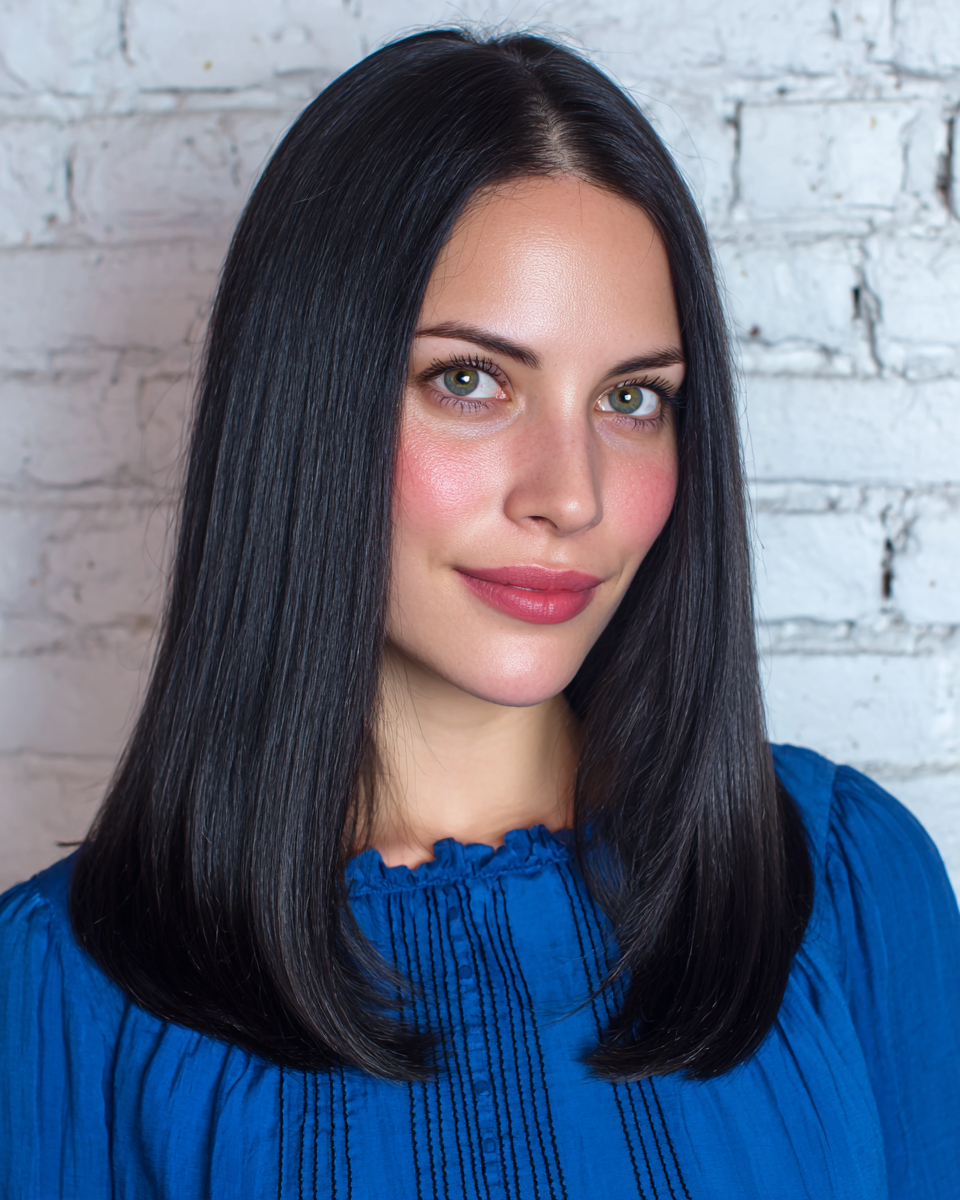 Sleek Shoulder-Length Straight Cut with Subtle Face Framing