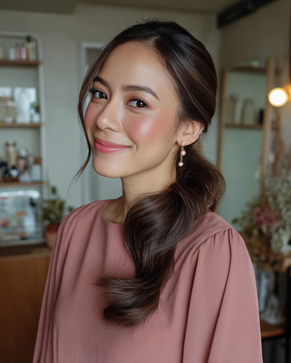 Sleek Side Ponytail with Soft Waves