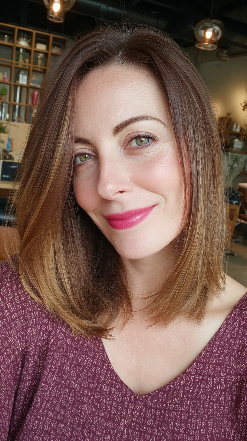 Subtle Chestnut Bob with Soft Balayage