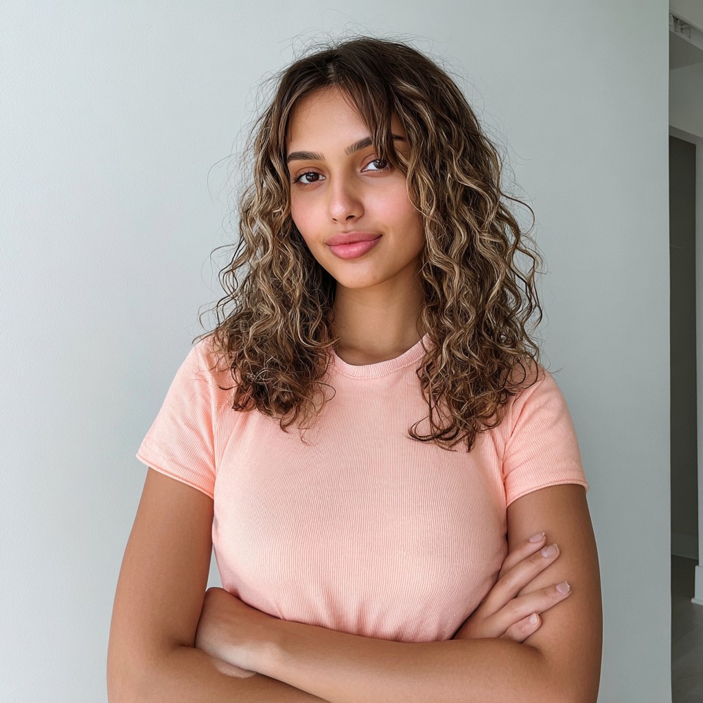 Textured Tawny Mid-Length Curls