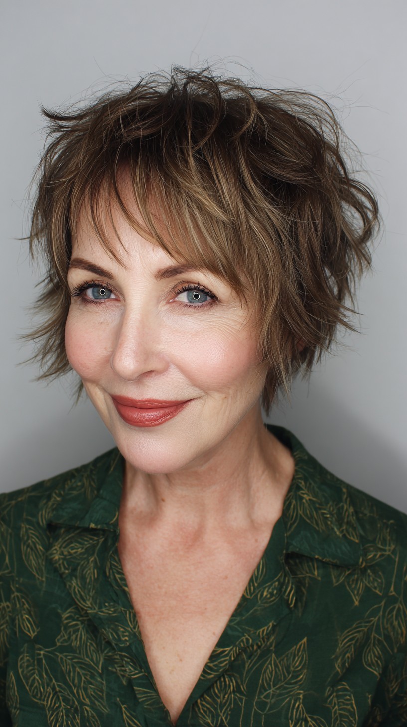 Textured Tousled Bob with Wispy Bangs