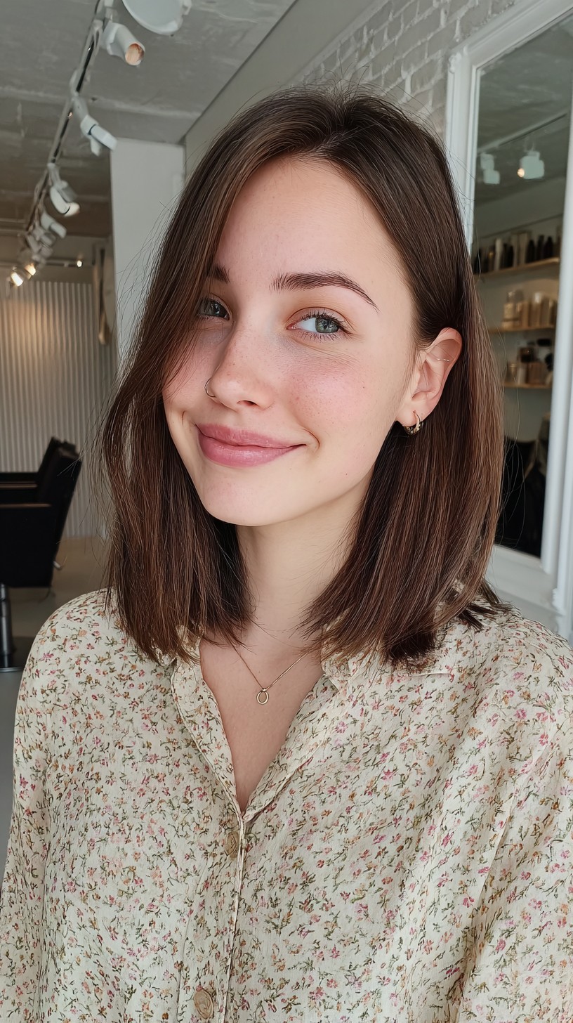 Chic Chestnut Bob with Soft Textured Ends