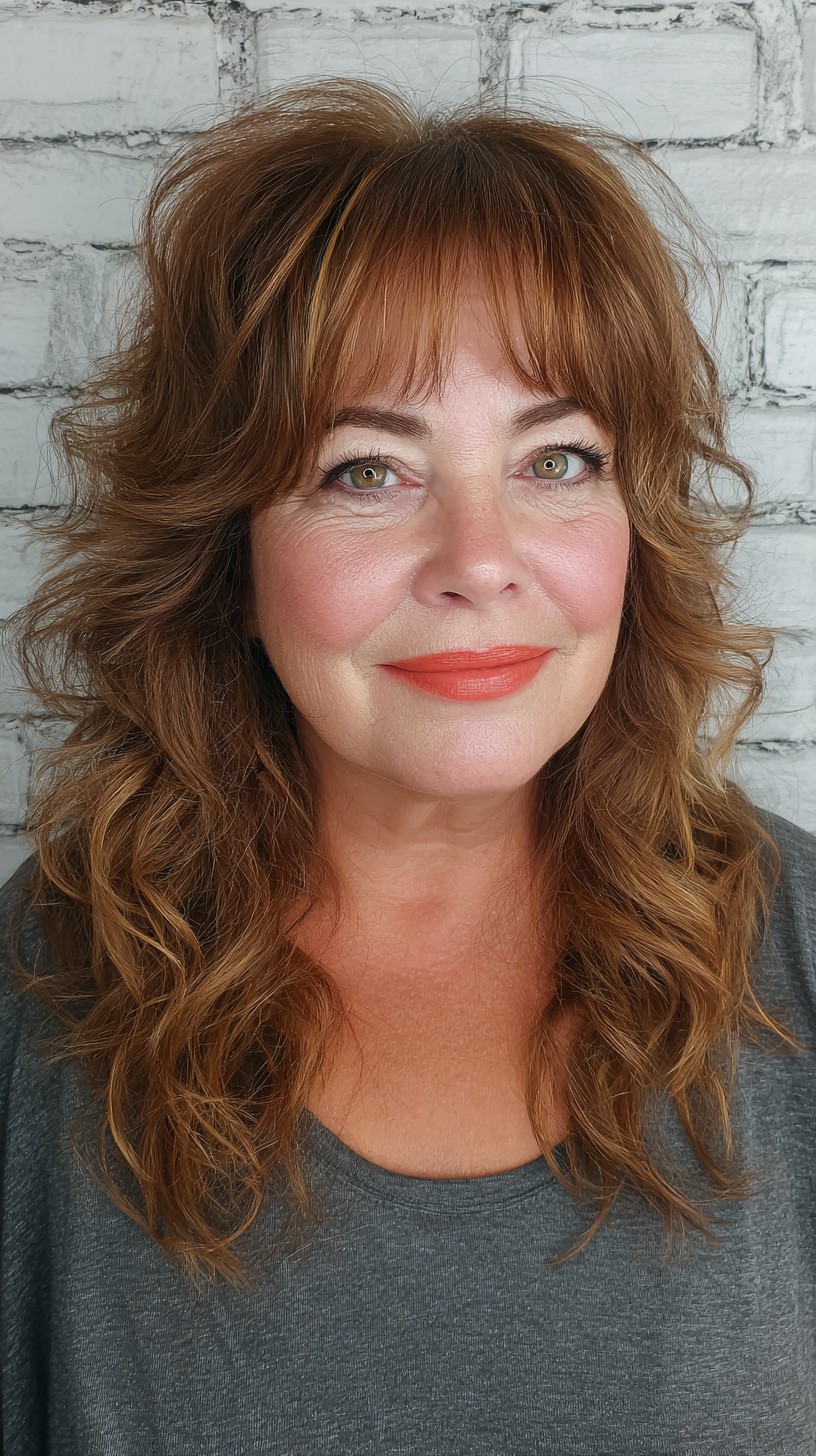 Luxuriant Cinnamon Waves with Face-Framing Highlights