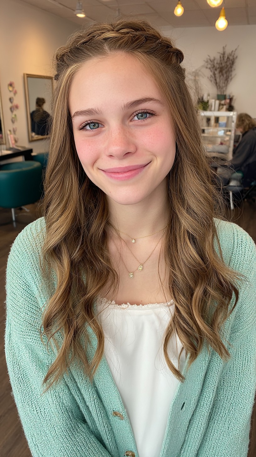Soft Tousled Waves with Delicate Braided Crown