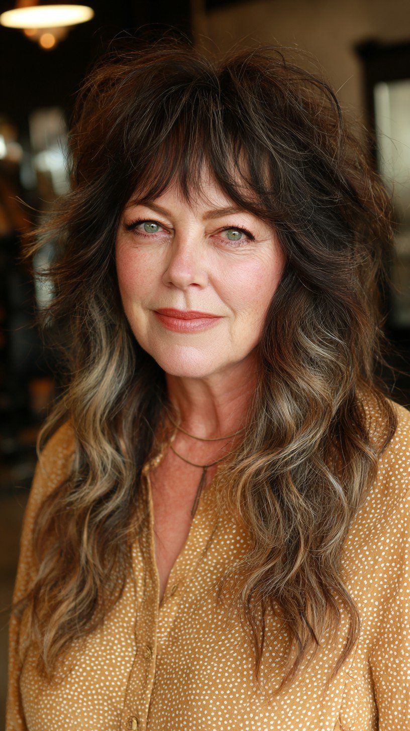 Textured Silver Waves with Curtain Bangs