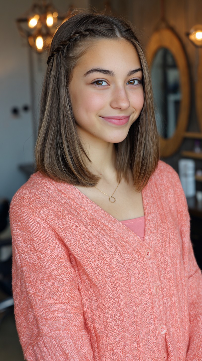 Youthful Side-Swept Braid with Blunt Bob