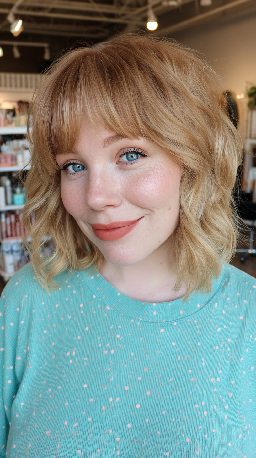 Chic Textured Blonde Bob with Soft Waves