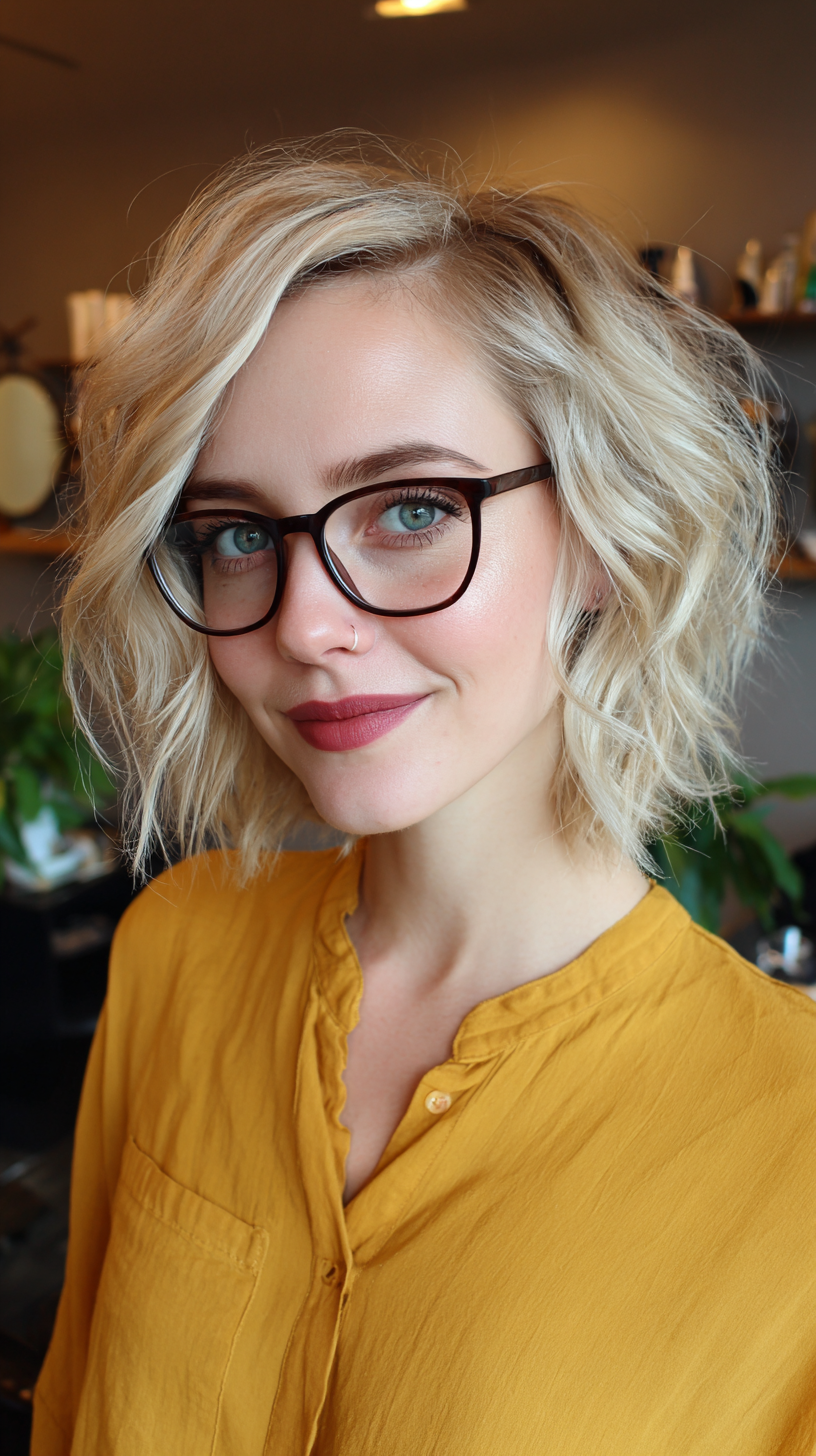 Textured Blonde Bob with Soft Waves