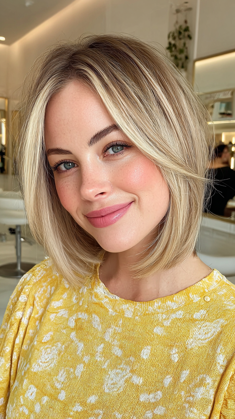 Bright and Breezy Layered Blonde Bob