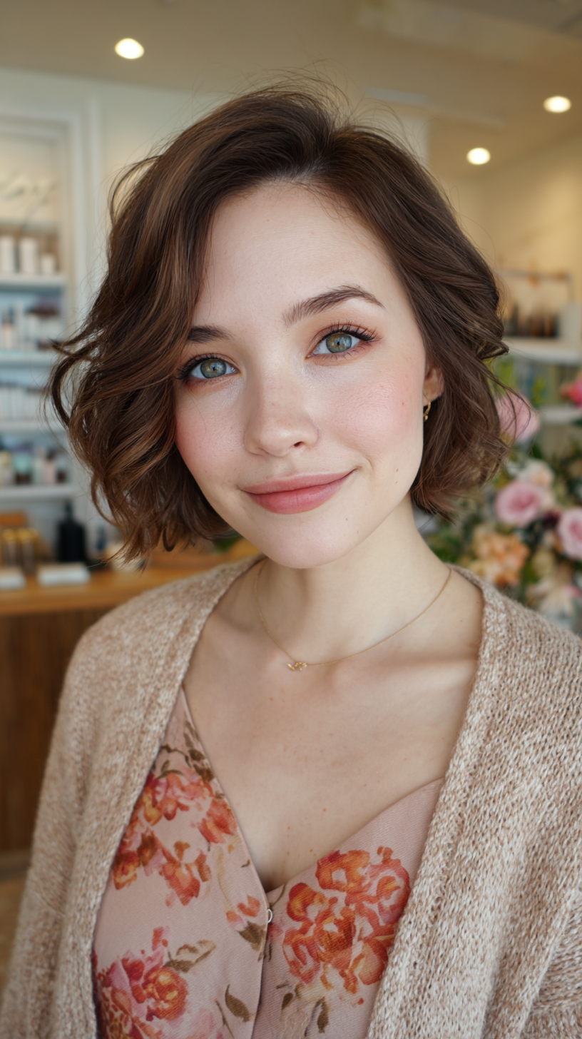 Chic Curly Bob with Soft Layering
