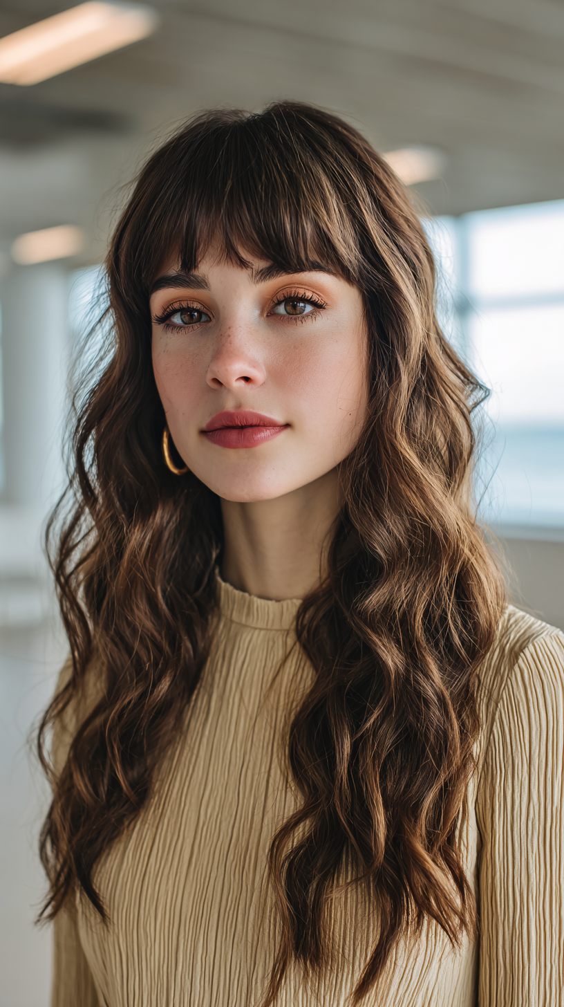 Chic Long Hair with Wispy Bangs