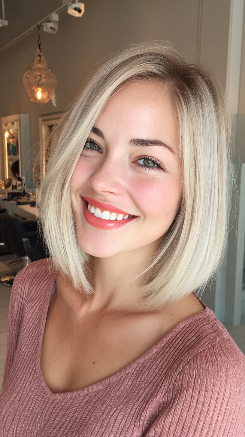 Classic Blunt Blonde Bob with Subtle Shine