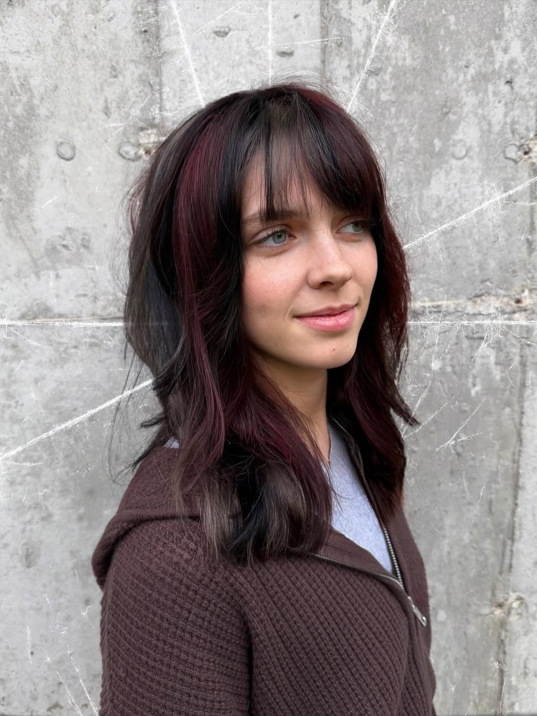 Deep Burgundy Cascading Layers with Fringe