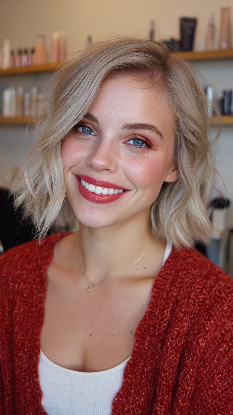 Effortless Beachy Blonde Bob with Soft Waves
