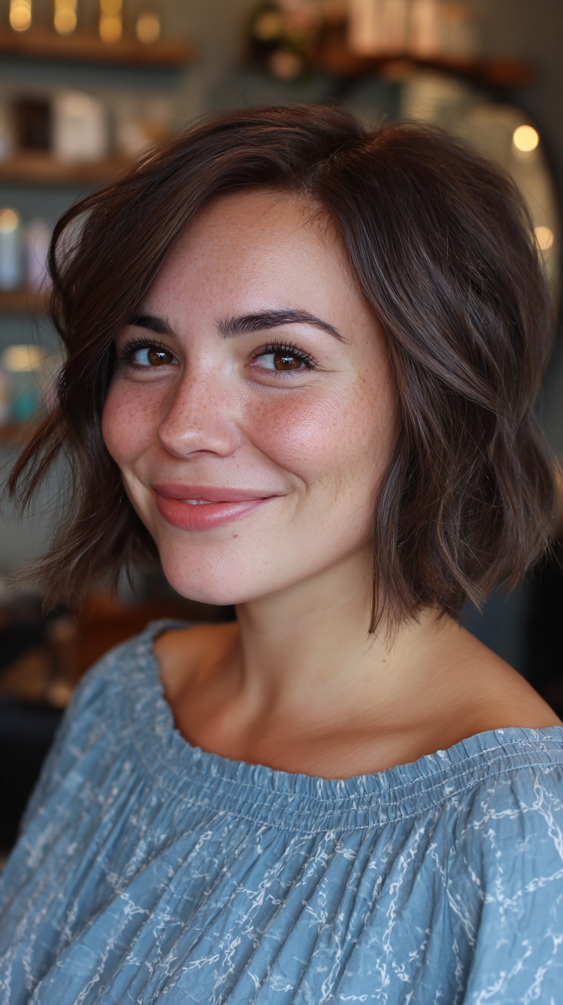 Effortless Brunette Textured Bob