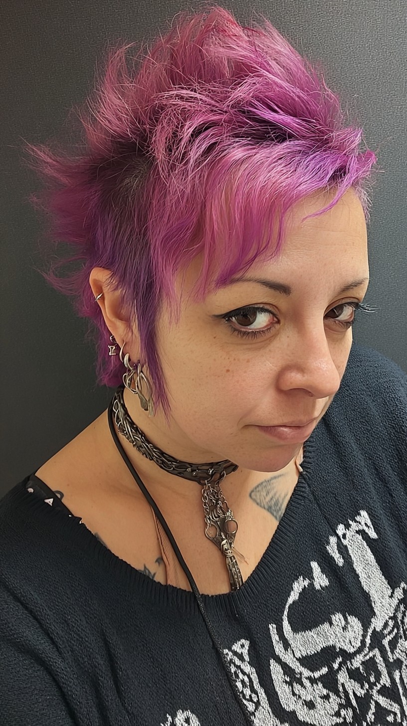 Fuchsia-and-Lavender Spiky Pixie Cut