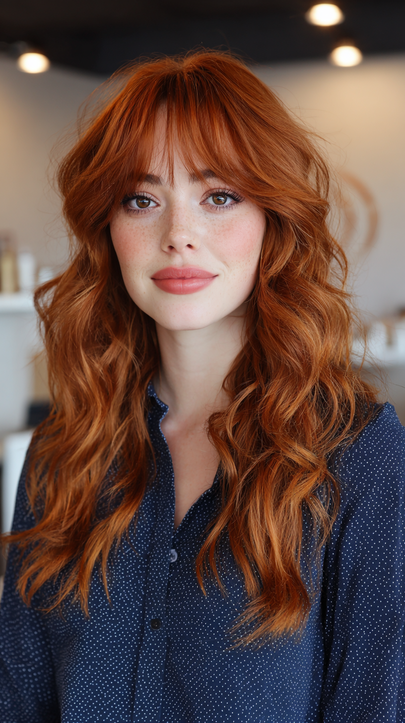 Radiant Long Layers with Soft Bangs