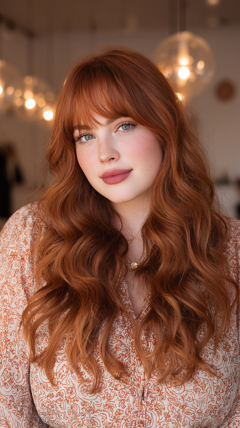 Radiant Long Waves with Soft Blunt Bangs