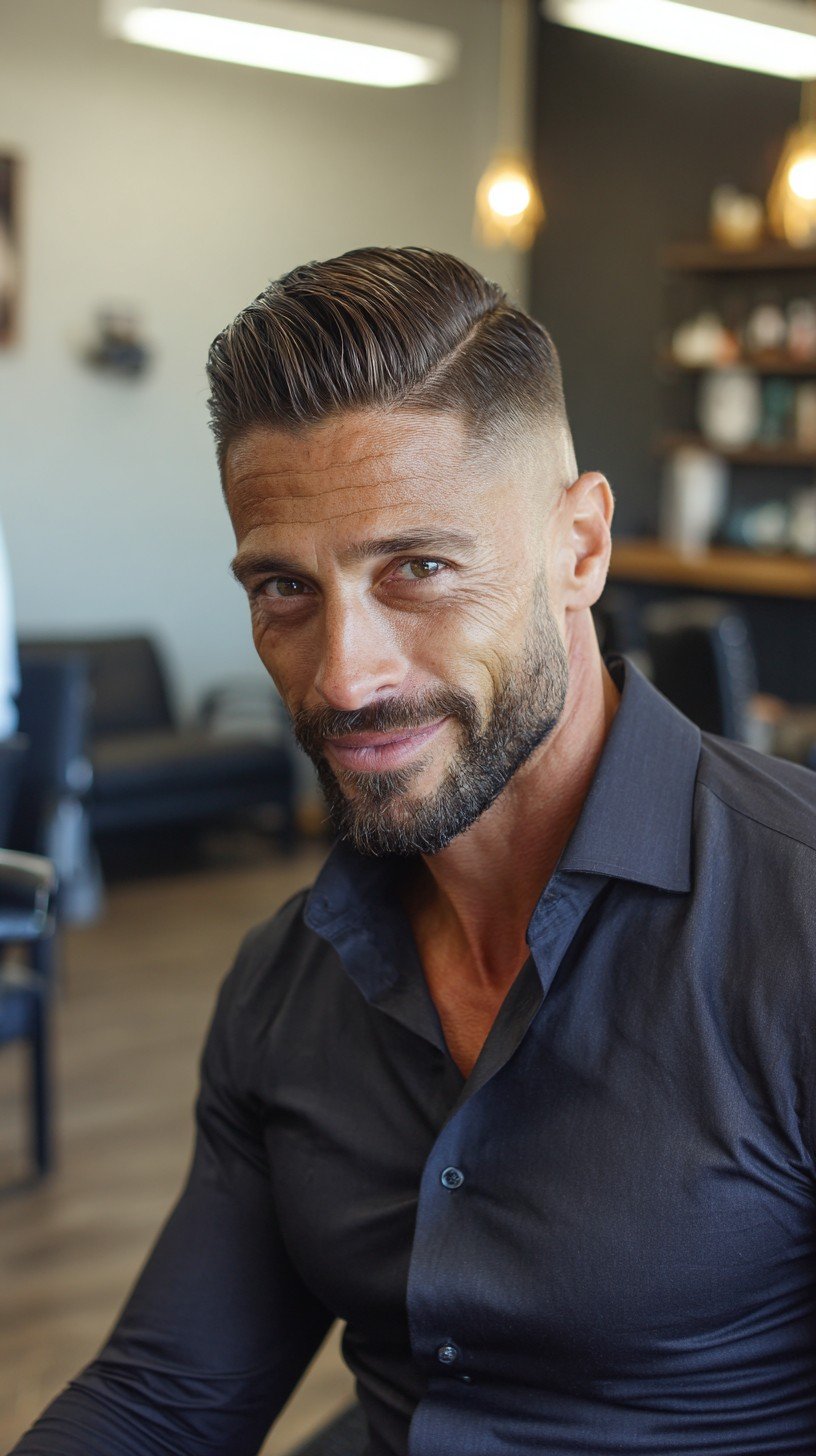 Sleek Sculpted Side Part with Precision Fade