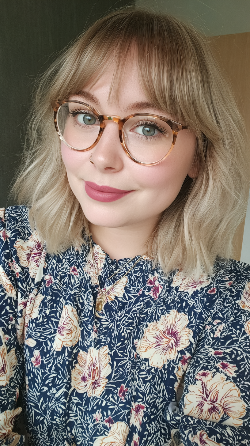 Soft Textured Blonde Bob with Choppy Bangs