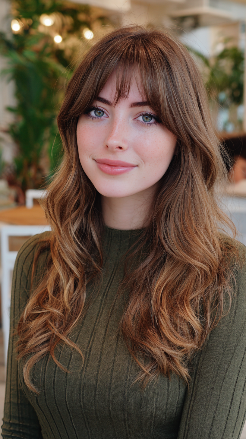 Softly Textured Long Hair with Subtle Bangs