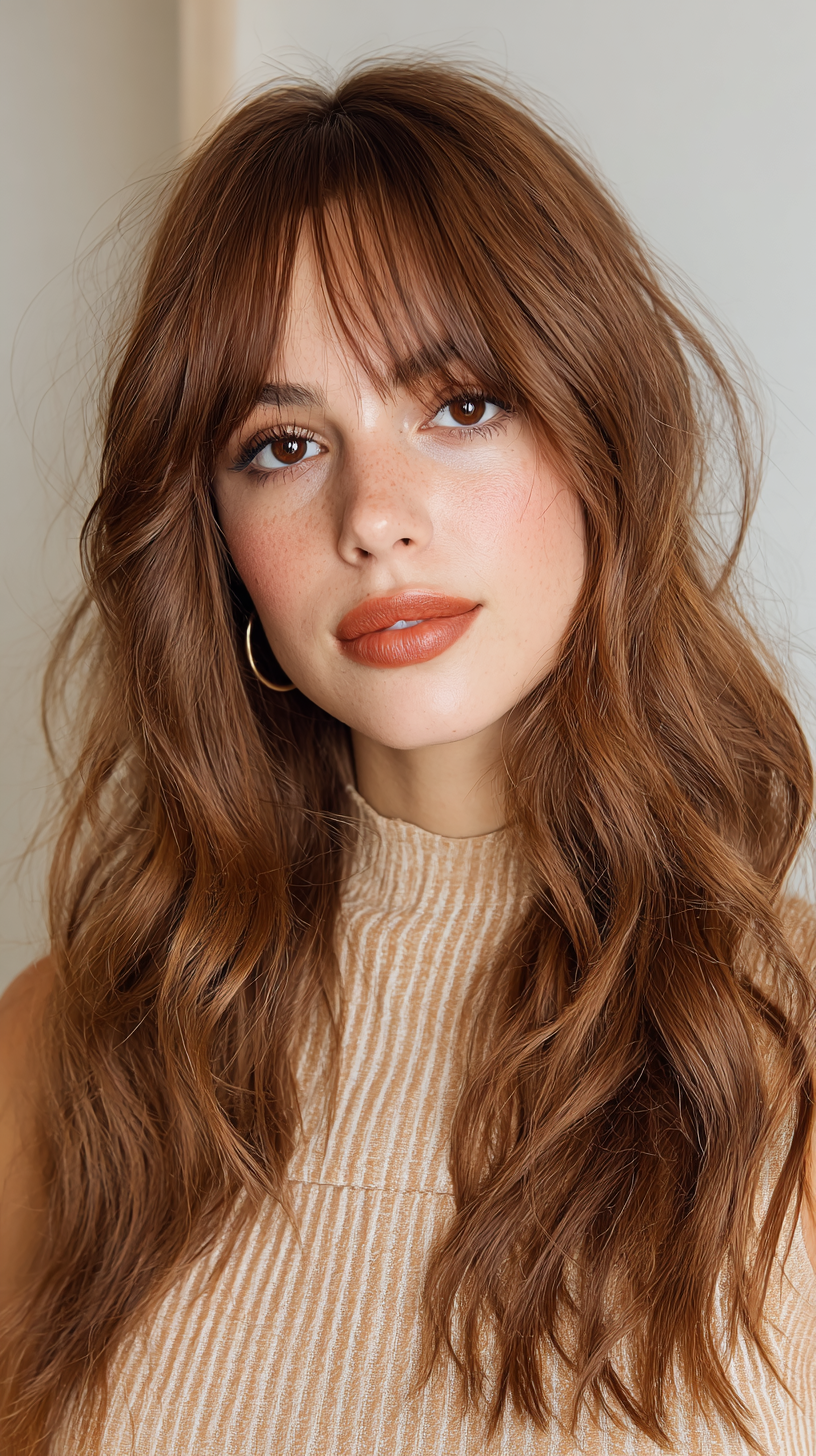 Textured Long Hair with Curtain Bangs