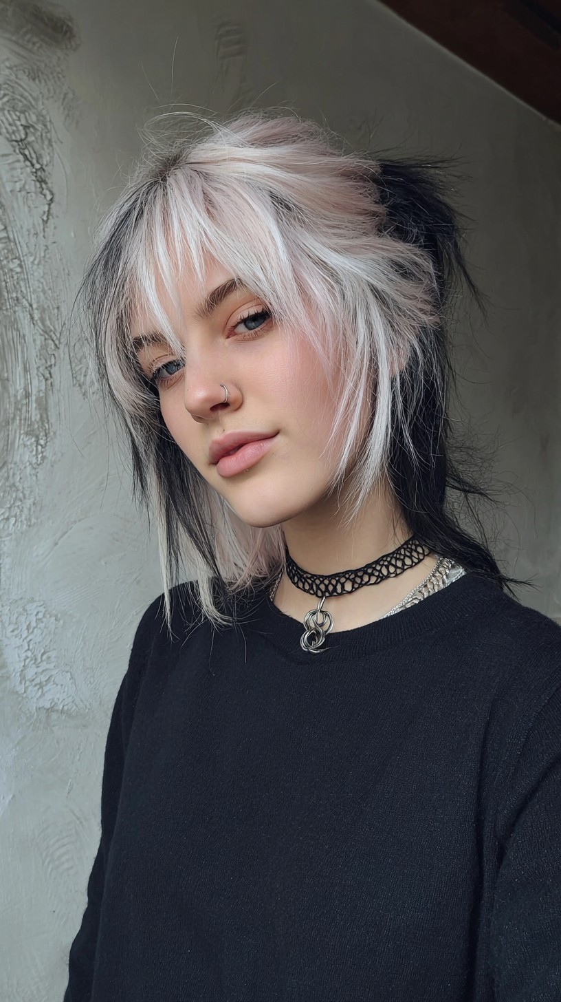 Textured Silver Pixie with Subtle Pink Highlights