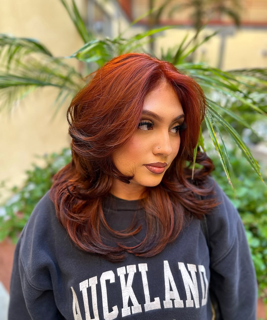 Rich Auburn Curls with Delicate Volume