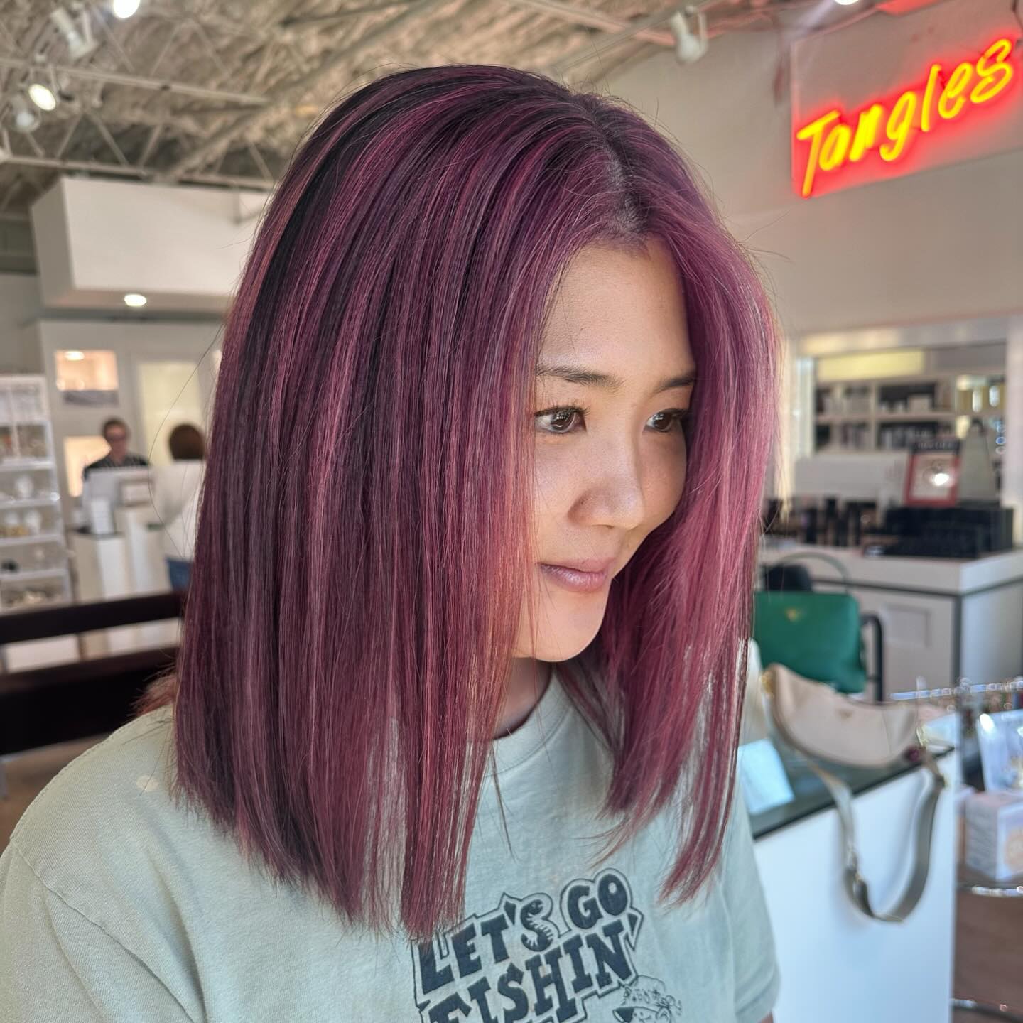 Dusty-Rose Straight Lob with Feathered Ends