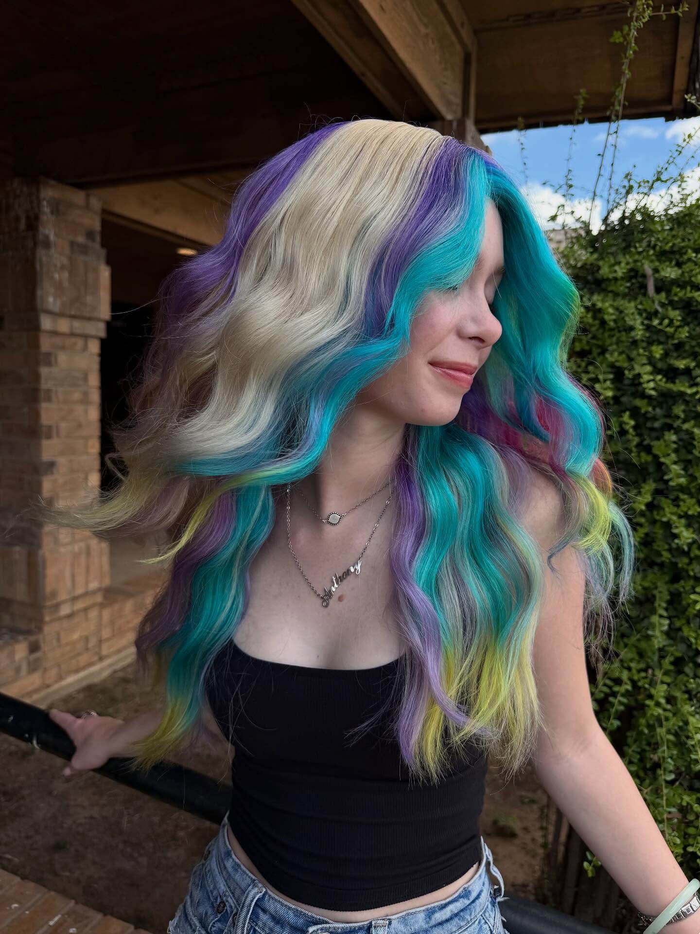 Vibrant Mermaid Waves with Bold Color Pops