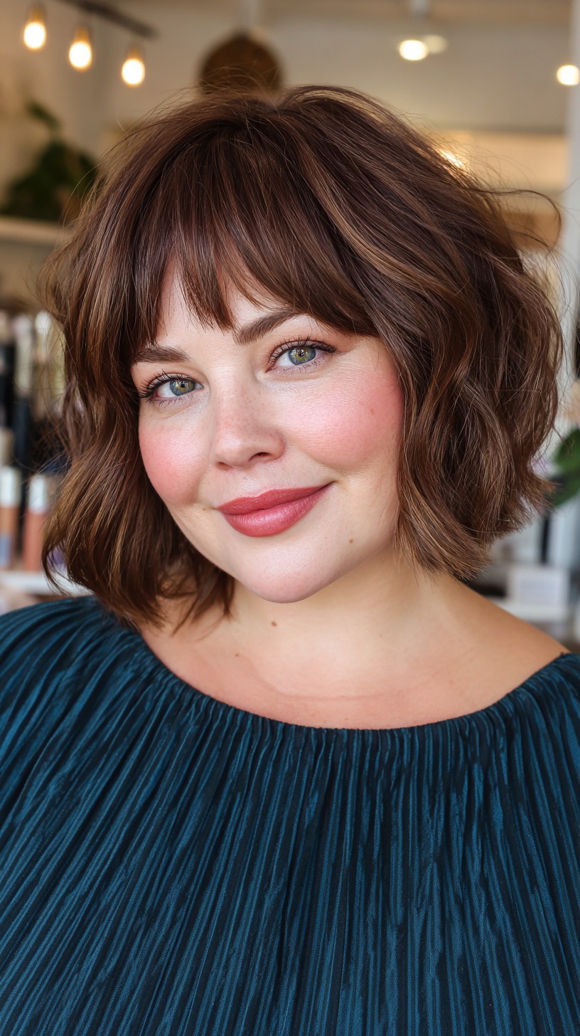 Charming Chocolate Bob with Feather-Light Bangs