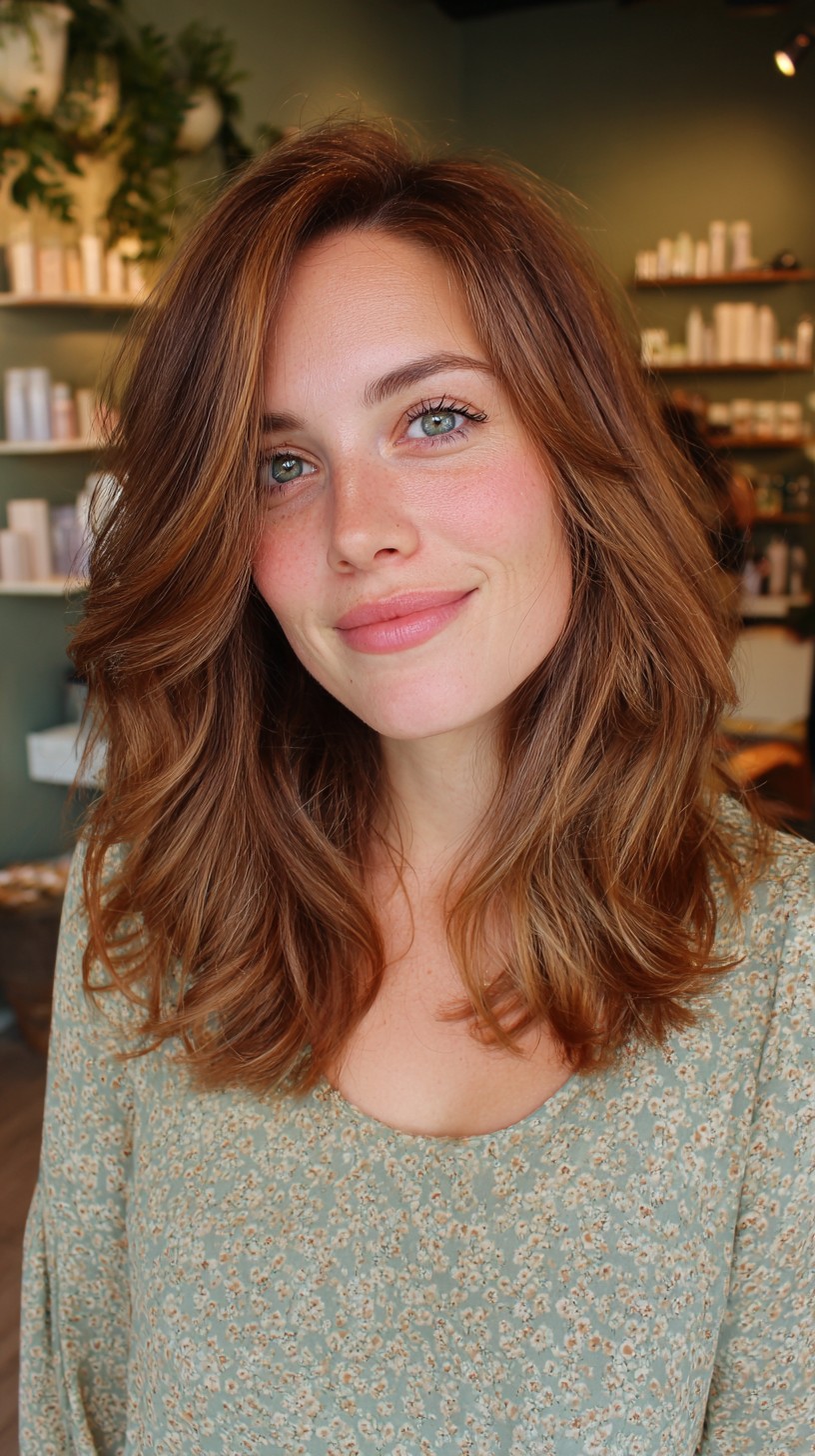 Rich Auburn Cascade with Soft Textured Waves