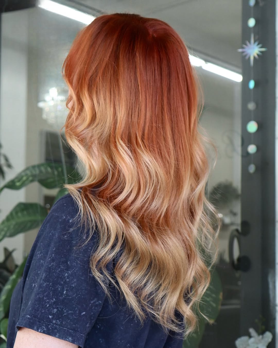Deep Auburn Roots with Lush Blonde Waves