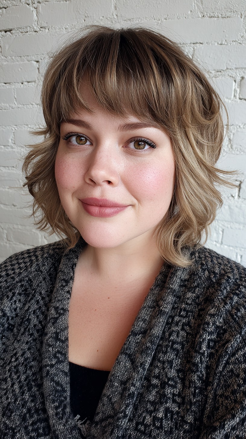 Soft Caramel Waves with Wispy Bangs