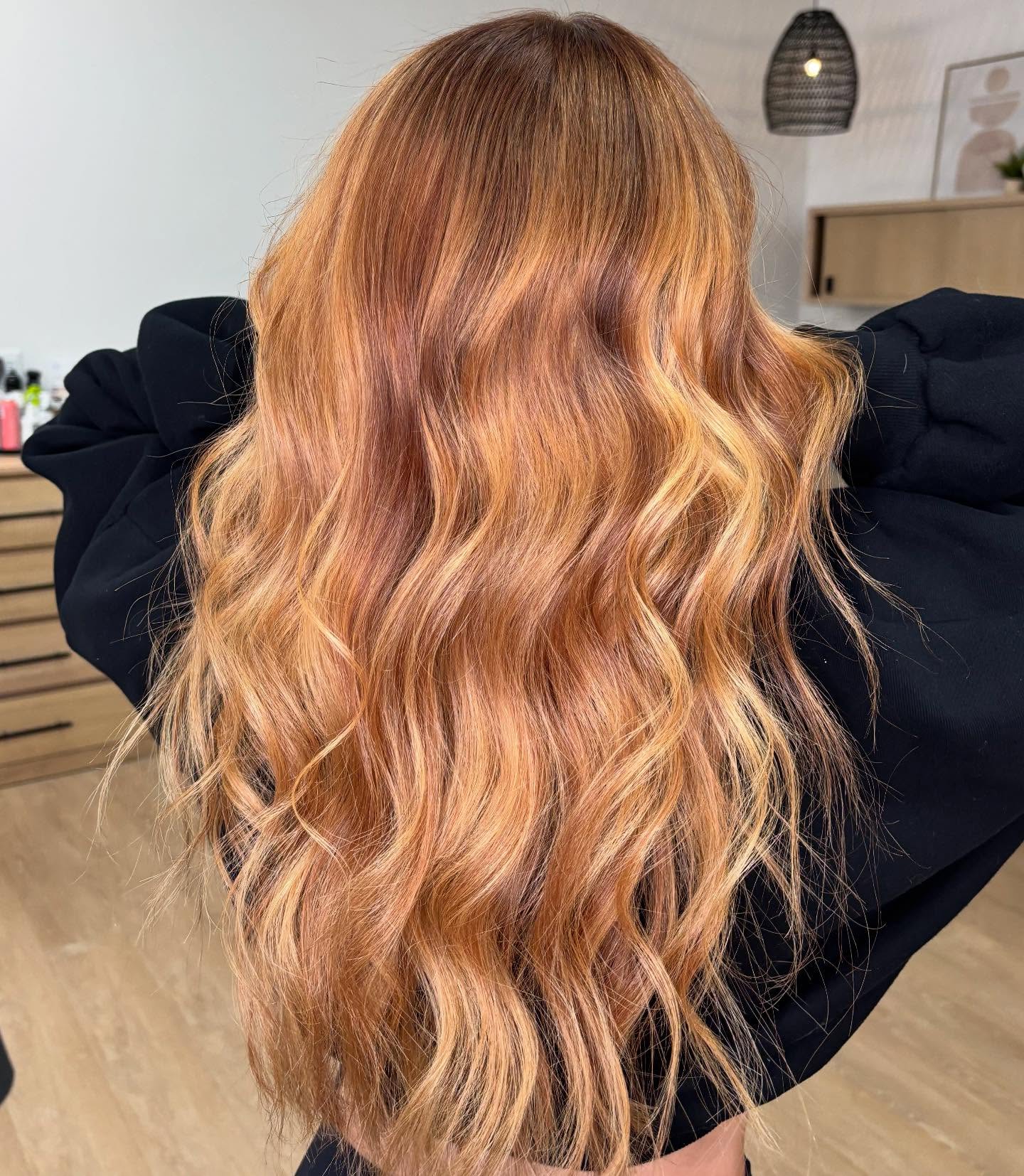 Sunset-Inspired Red-to-Blonde Gradient Waves