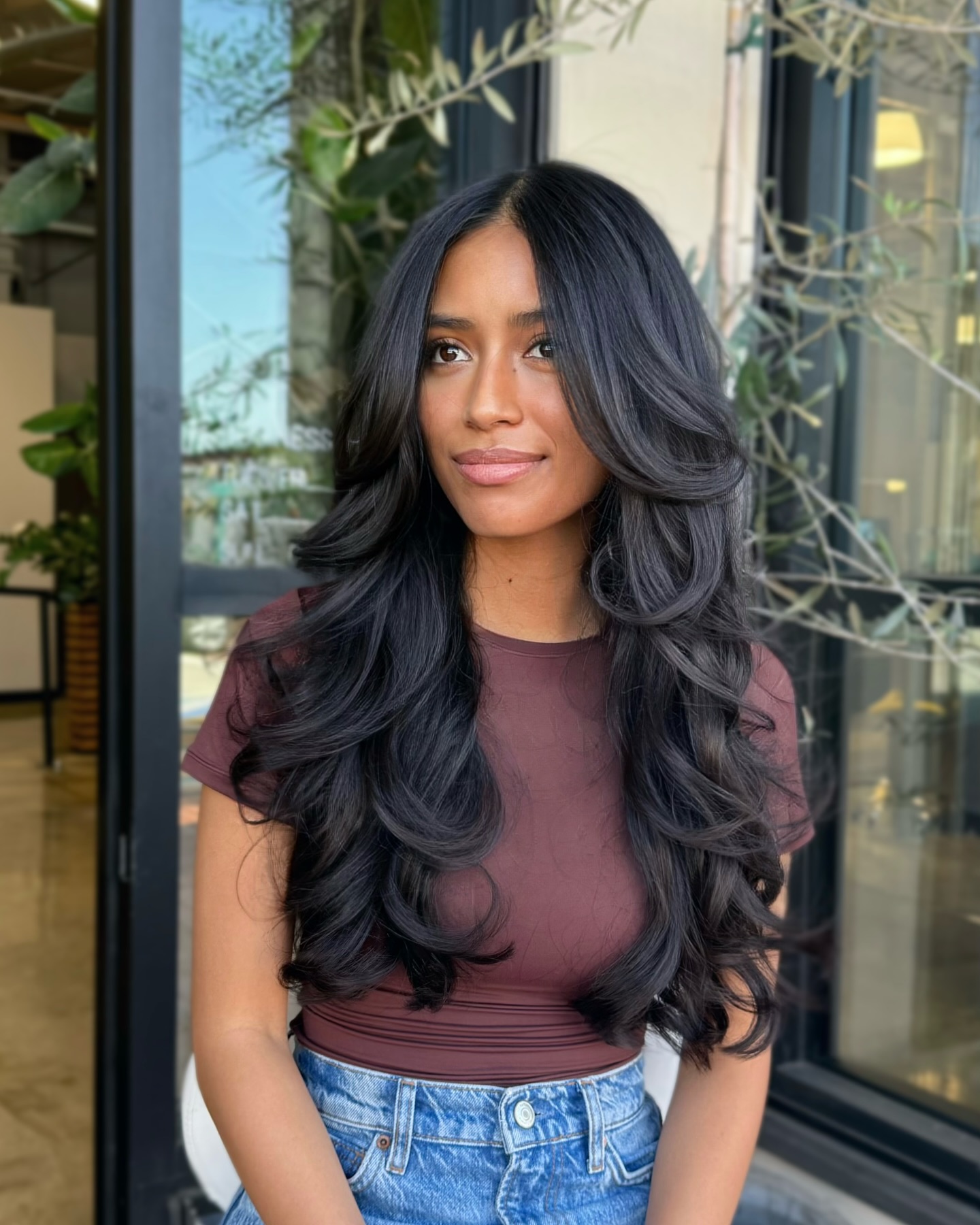 Elegant Midnight Blue Voluminous Curls