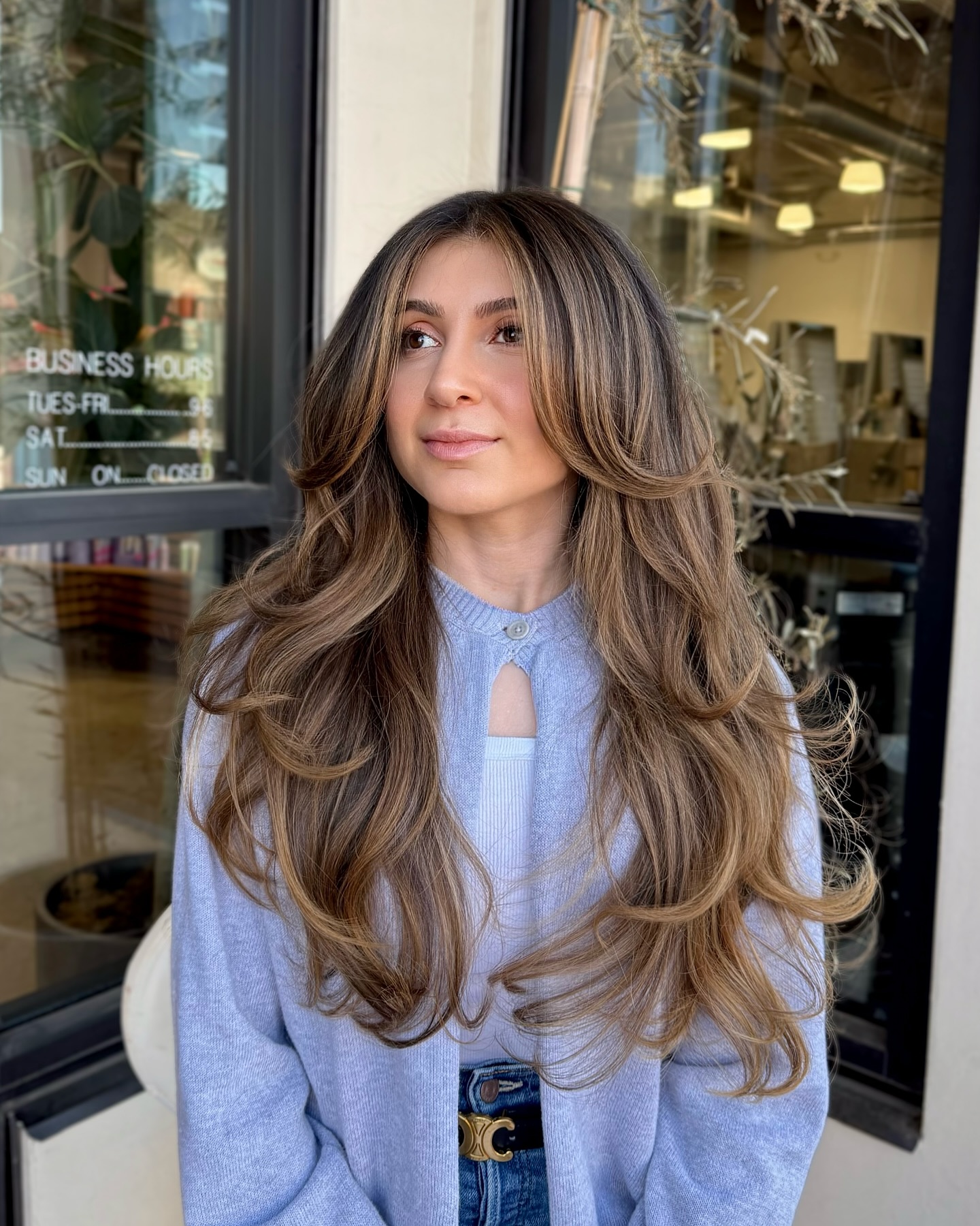 Elegant Tawny Waves with Subtle Balayage