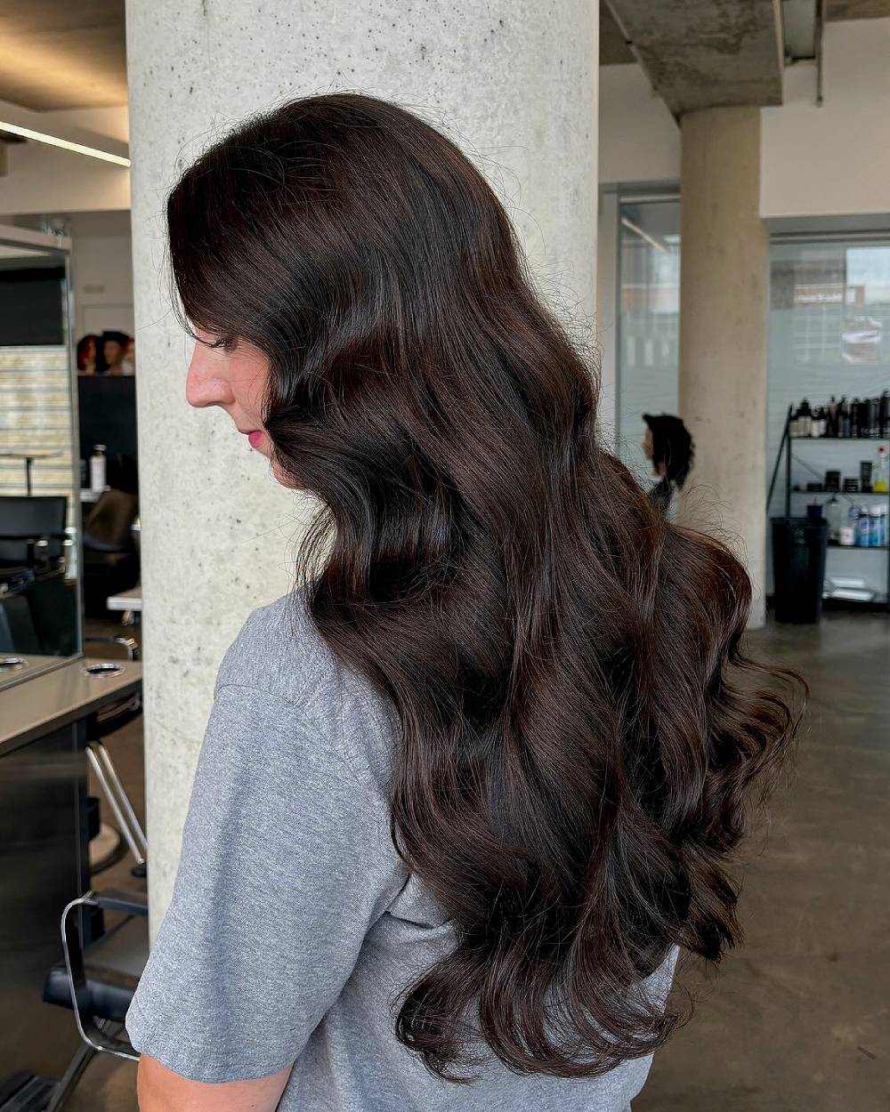Long Chocolate Brown Hair with Luminous Highlights