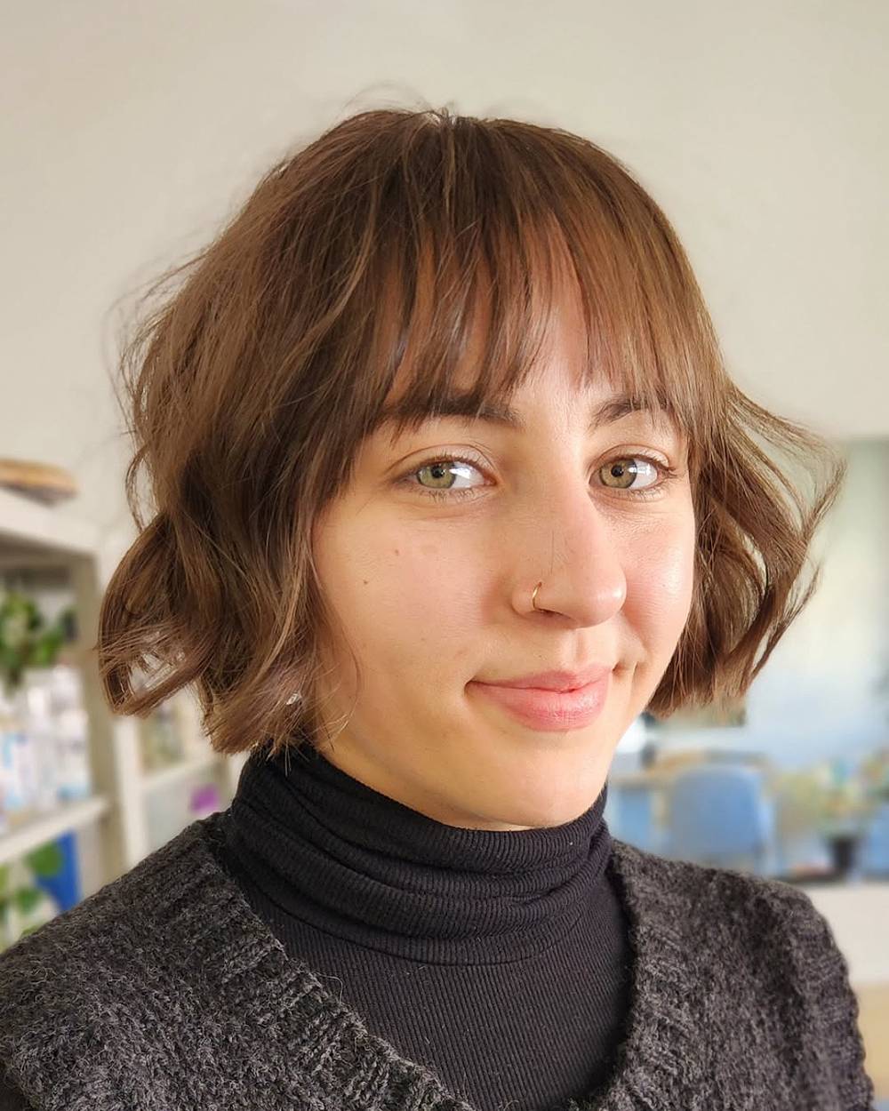 Chic Tousled Bob with Soft Bangs