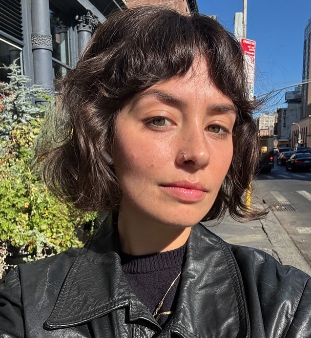 Chic Curly Bob with Textured Bangs