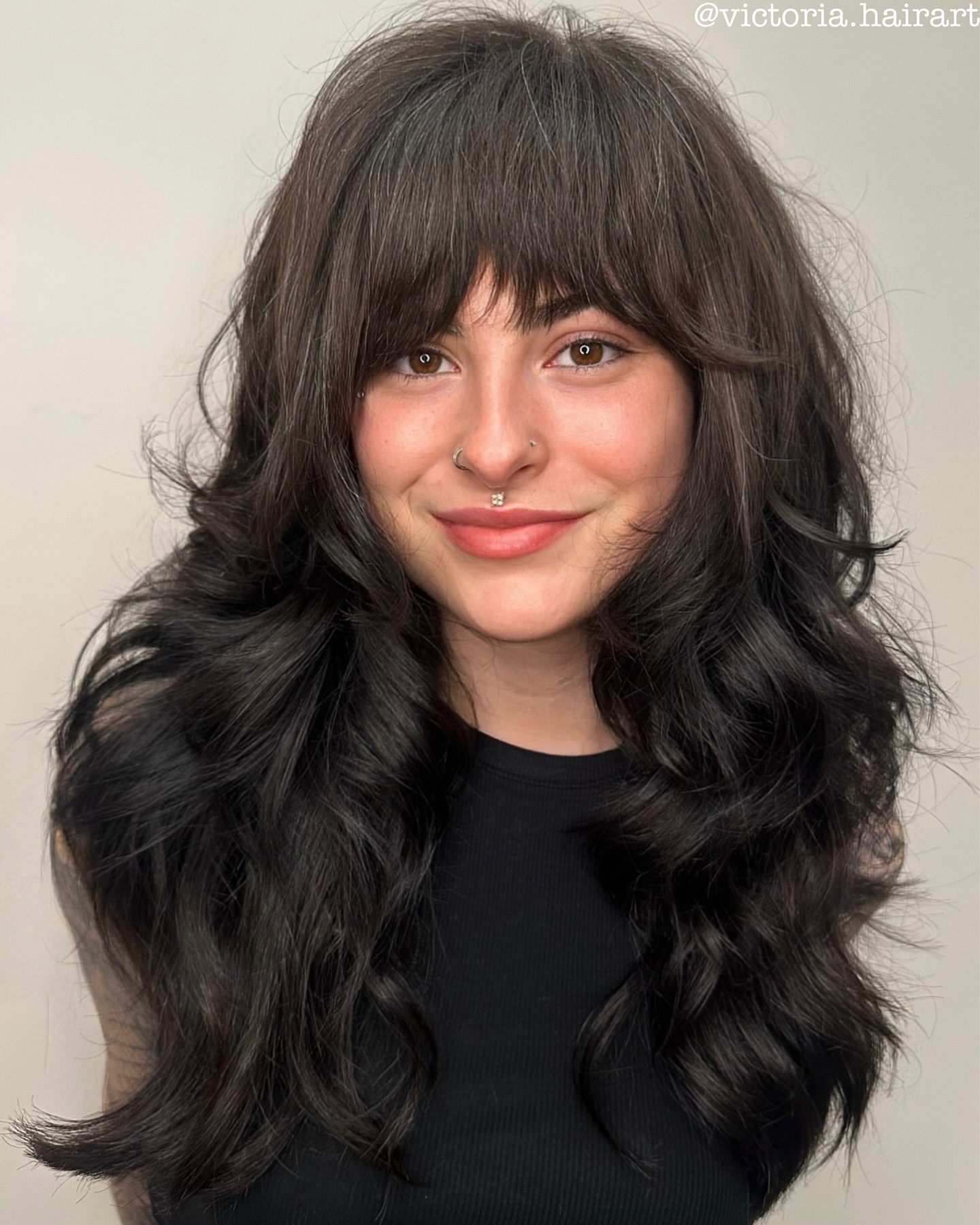 Elegant Long Shag with Wispy Bangs