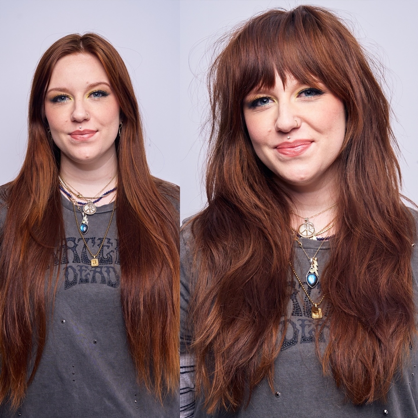 Textured Long Shag with Curtain Bangs