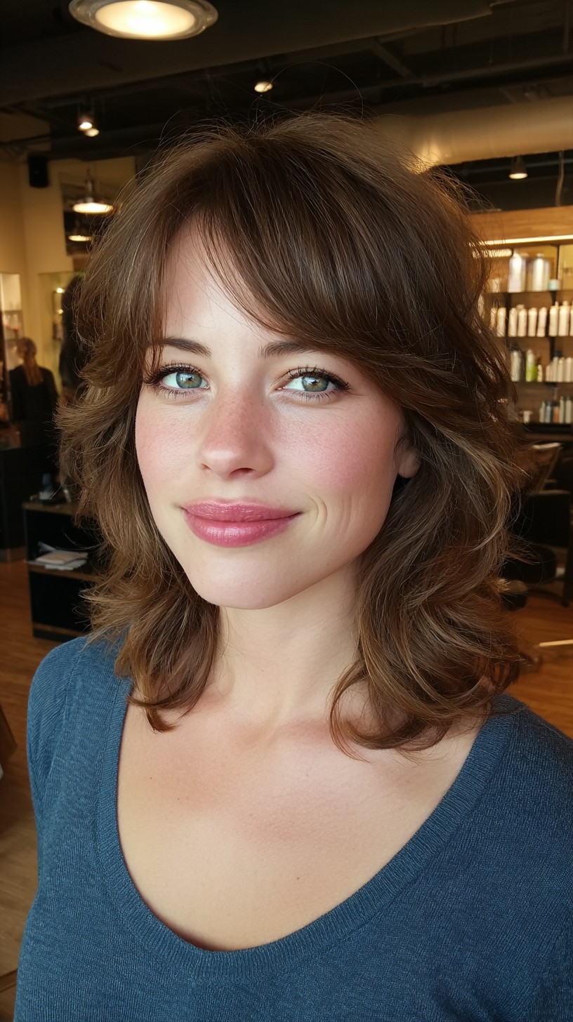 Chic Soft Waves with Curtain Bangs