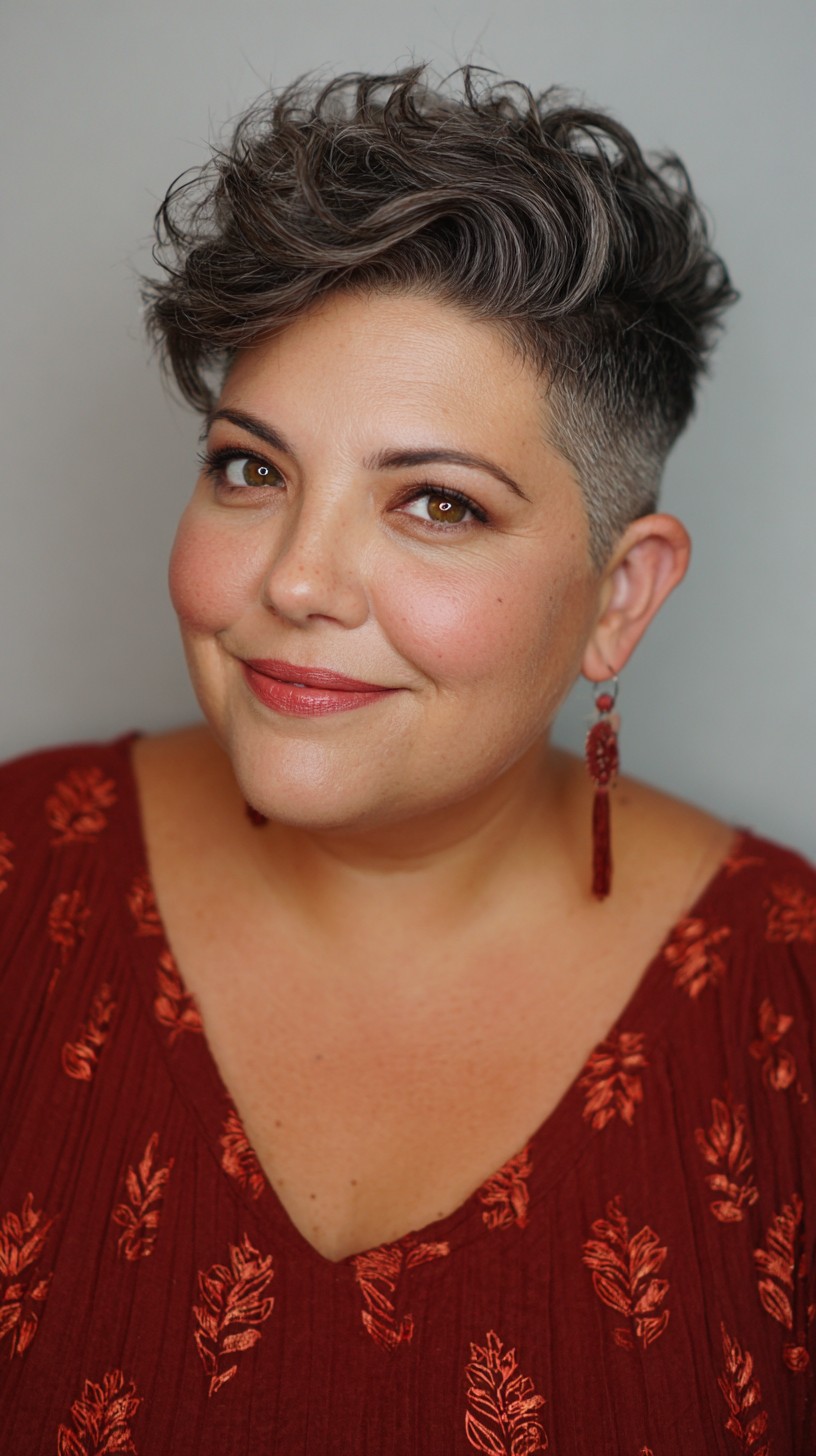 Silver-Gray Textured Pixie with Tapered Sides